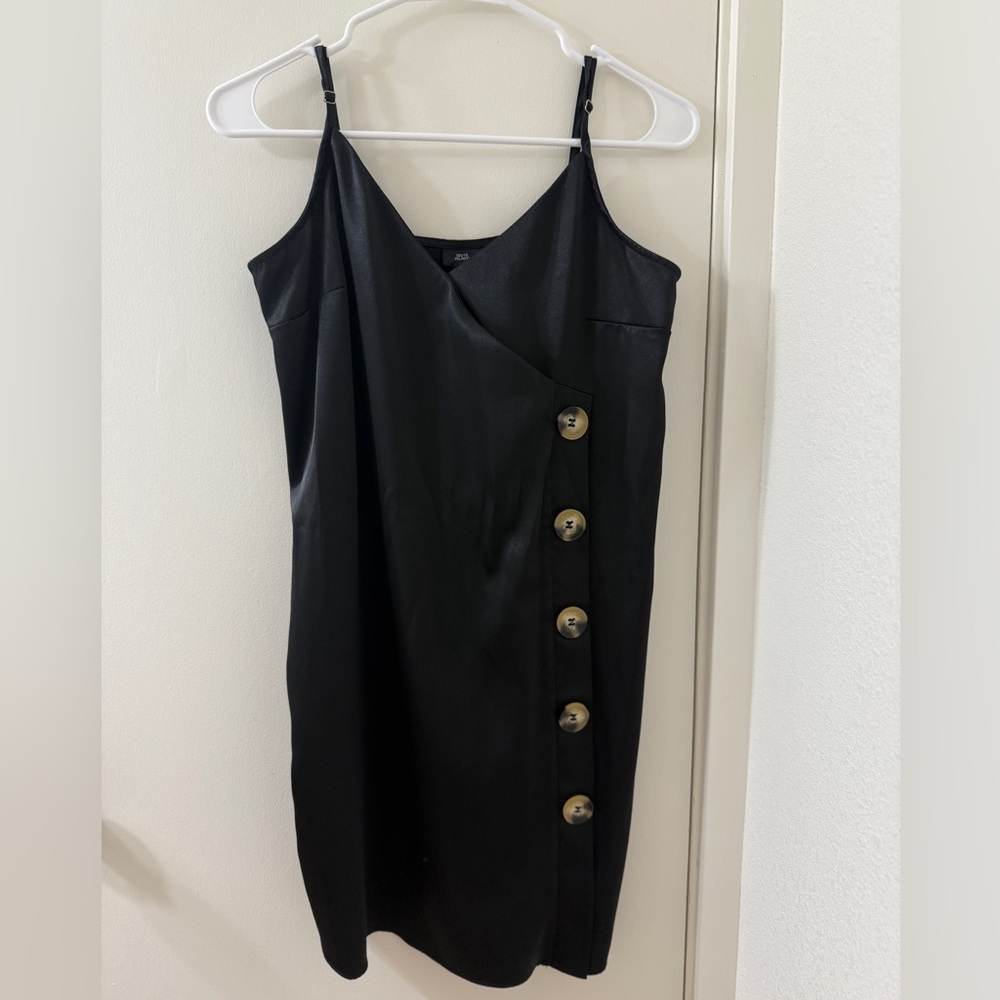 River Island cami dress with buttons in black